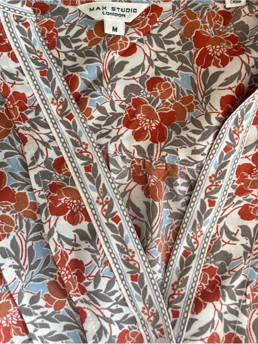 Max Studio Rust and Cream Floral Tiered Maxi Dress NWOT - Picture 2 of 2